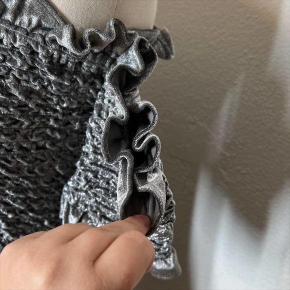 NWT Petersyn X Revolve Benson Smocked Mini Dress Steel Silver Small - Picture 9 of 12